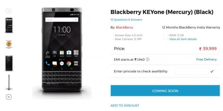 This is the Blackberry Mercury Price in India 