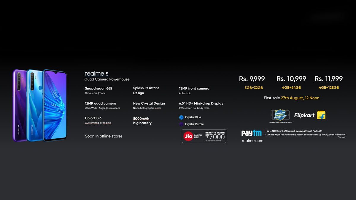 Realme 5 Pricing & Availability