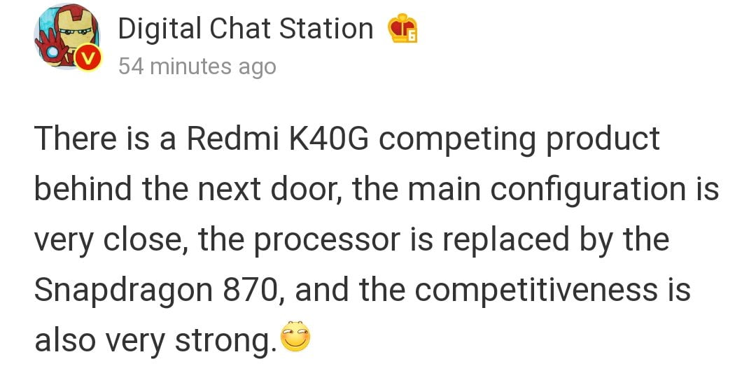 Redmi K40G Information